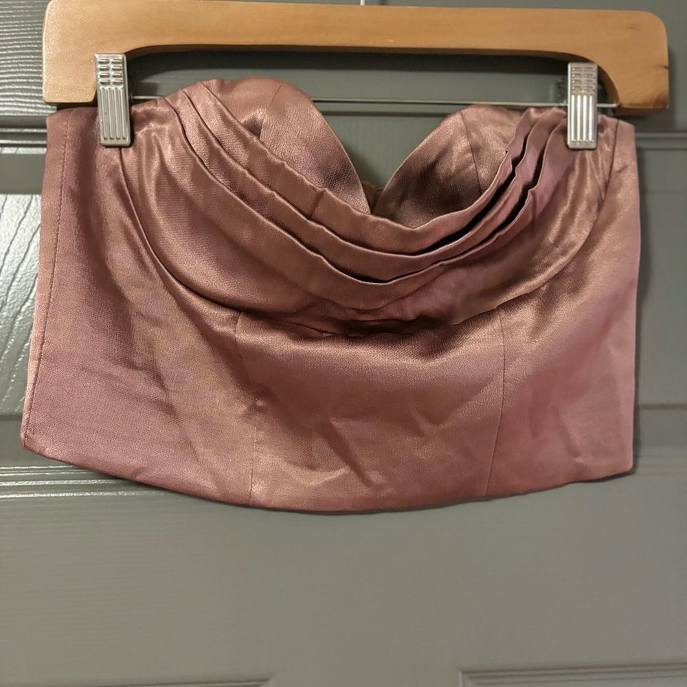 Zara Dark Pink Satin Effect Crop Top size medium